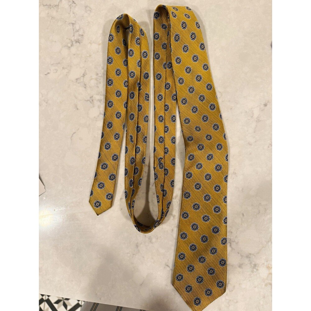 Jos. A. Bank Heritage Collection Gold/Blue/White Geometric Woven Pointed Tie